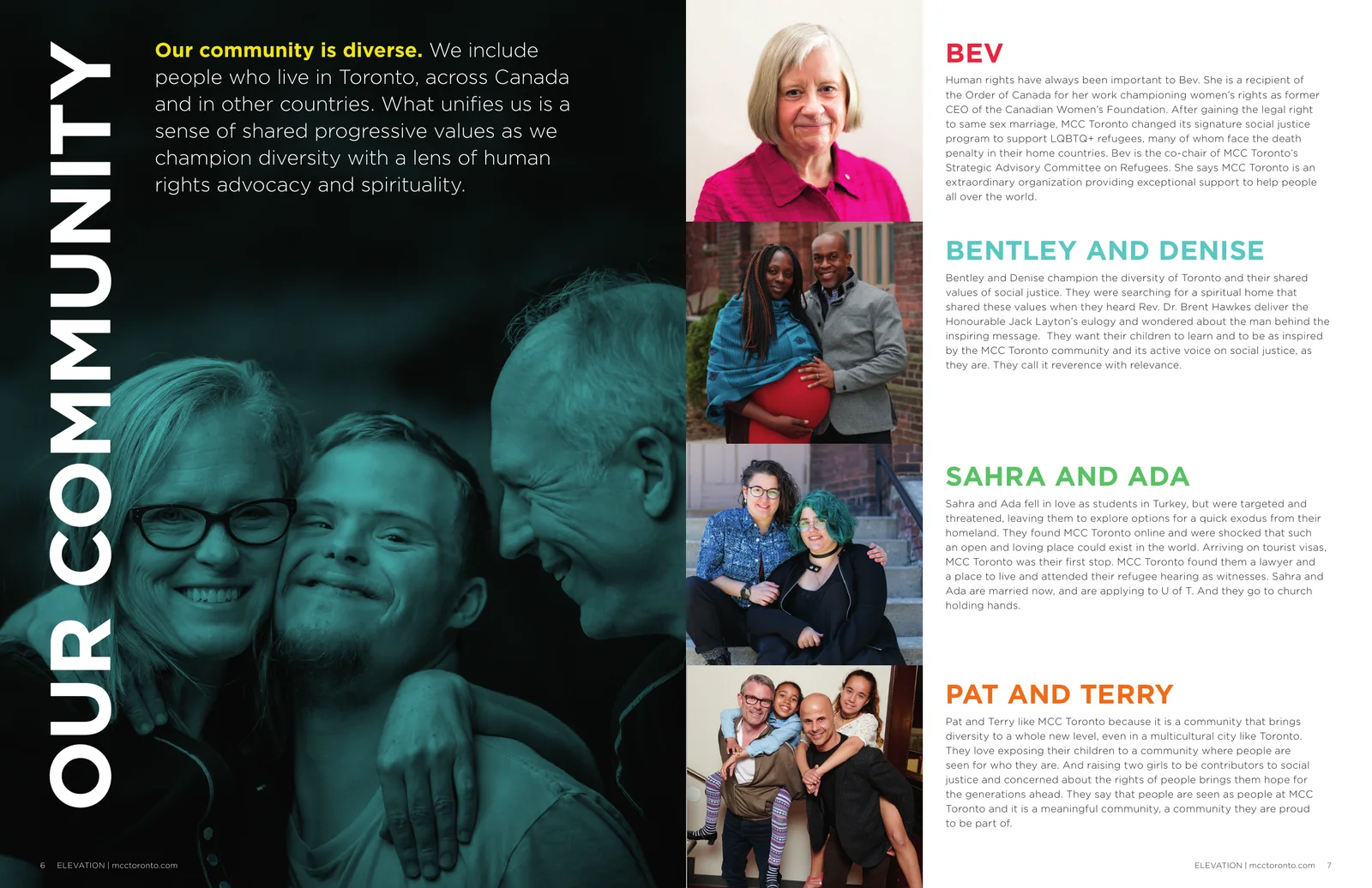Our Community spread, introducing members of the congregation by name