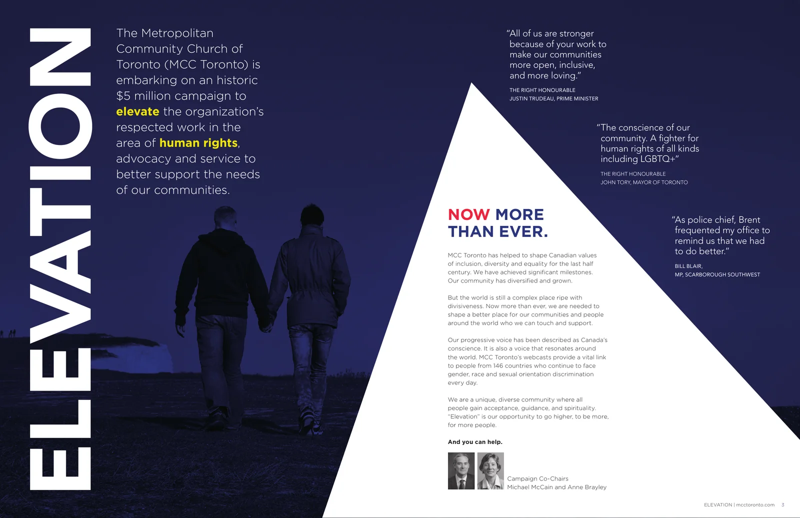 Opening spread, with endorsements from the Prime Minister and the Mayor of Toronto