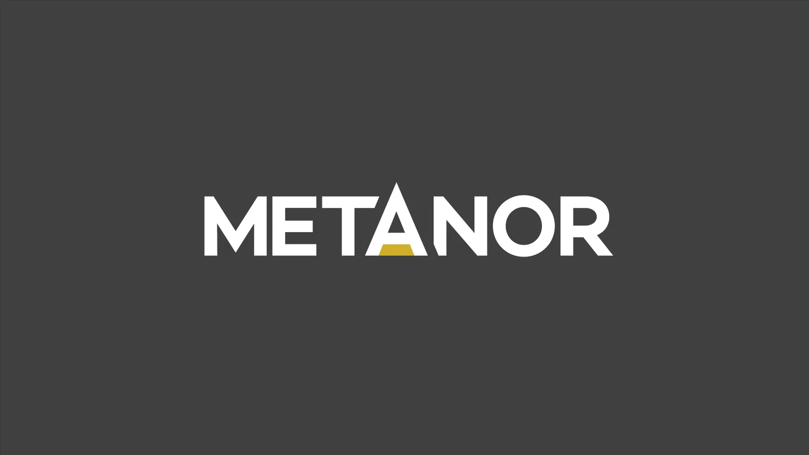 The Metanor wordmark: the A points north, and its negative space is a bar of gold