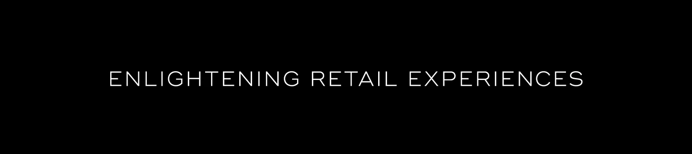 The tagline set in the Satori letterforms: enlightening retail experiences